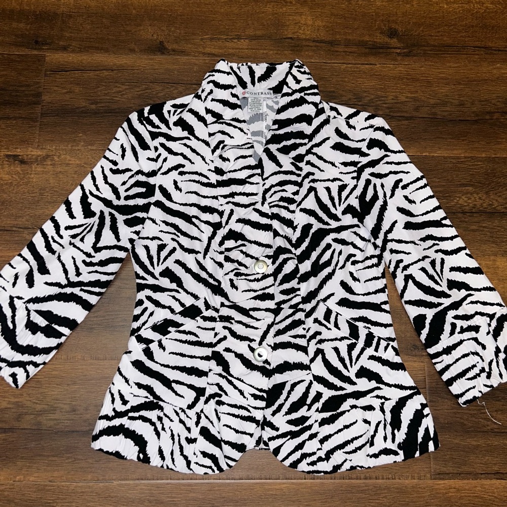 Contrast Zebra Crinkle Blazer